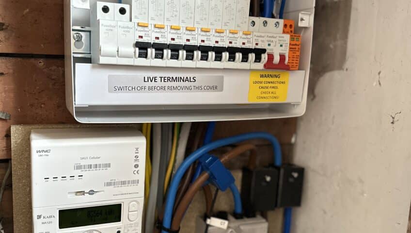 RCBO mains board with SPD